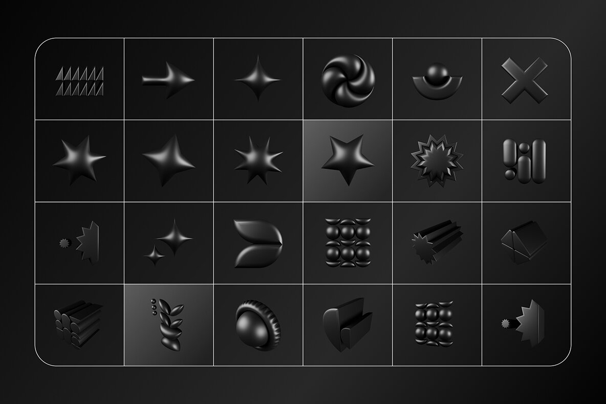 3D Dark Geometric Shapes 10