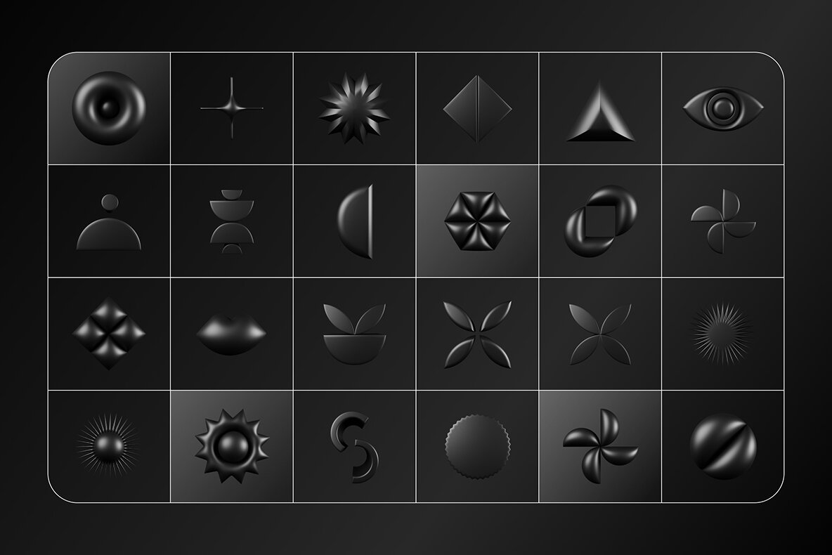 3D Dark Geometric Shapes 12