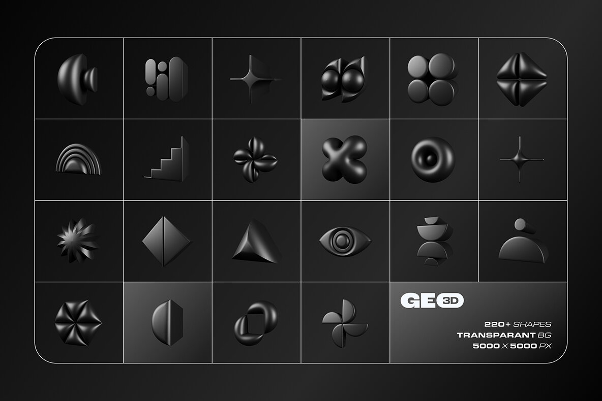 3D Dark Geometric Shapes 13