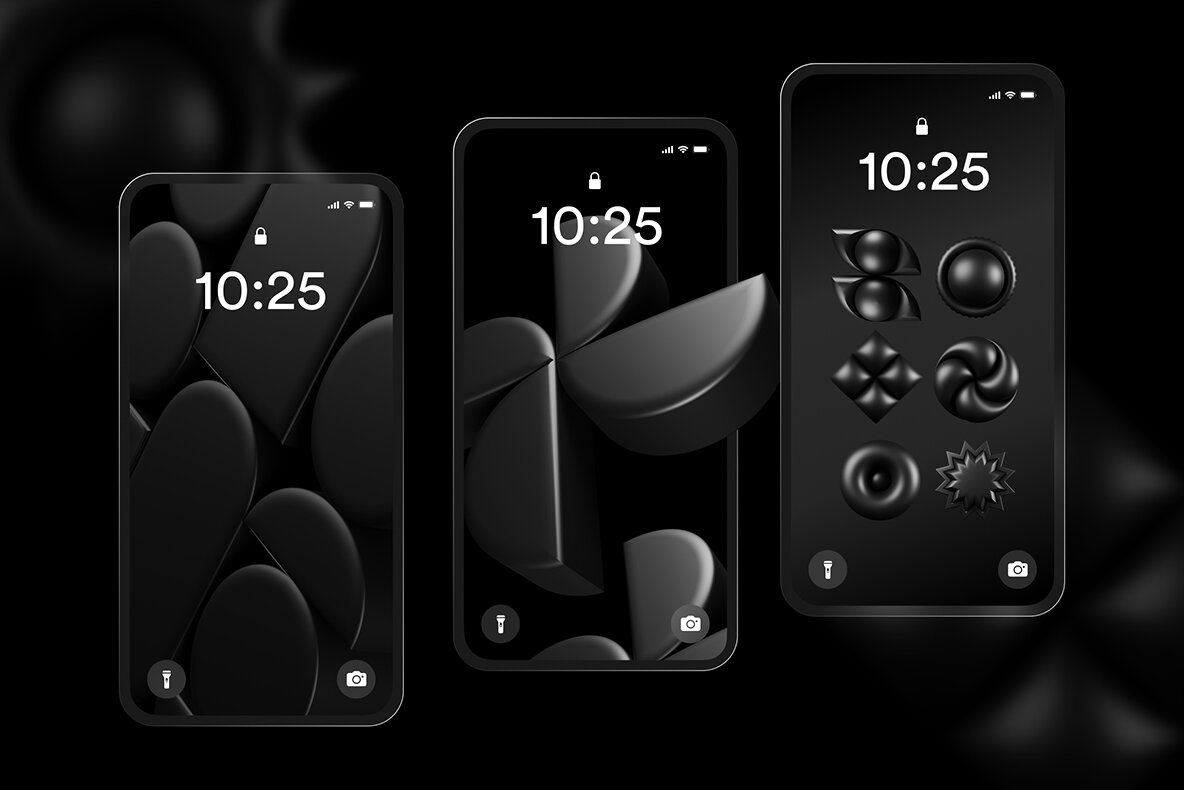 3D Dark Geometric Shapes 14