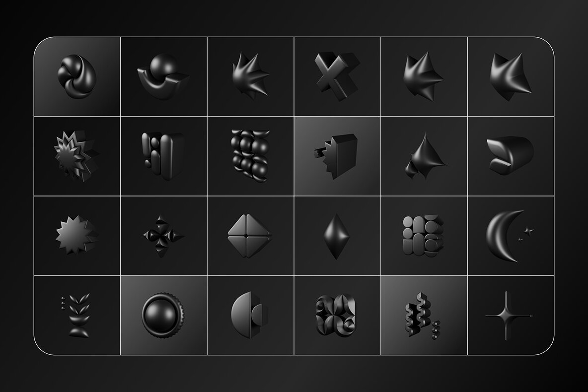 3D Dark Geometric Shapes 15