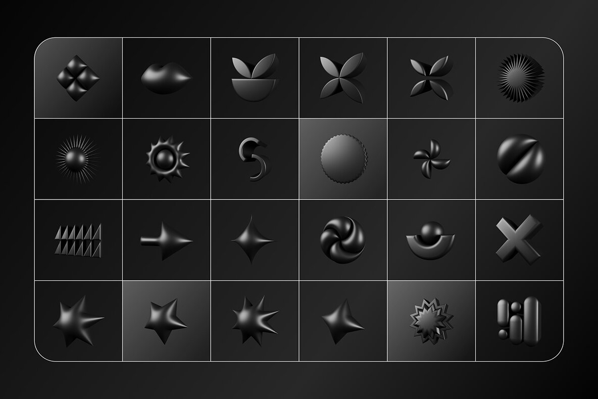 3D Dark Geometric Shapes 16