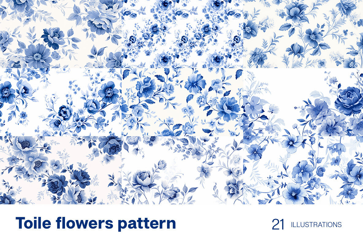 Toile style flowers 2