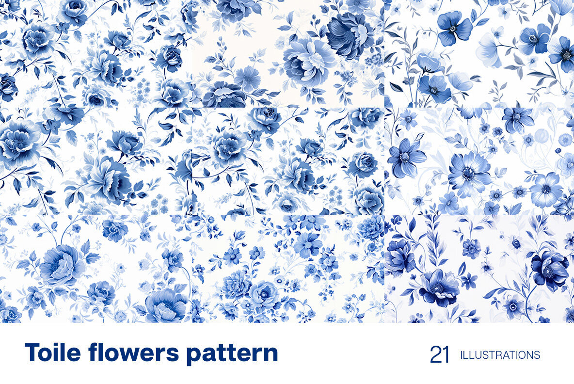 Toile style flowers 3