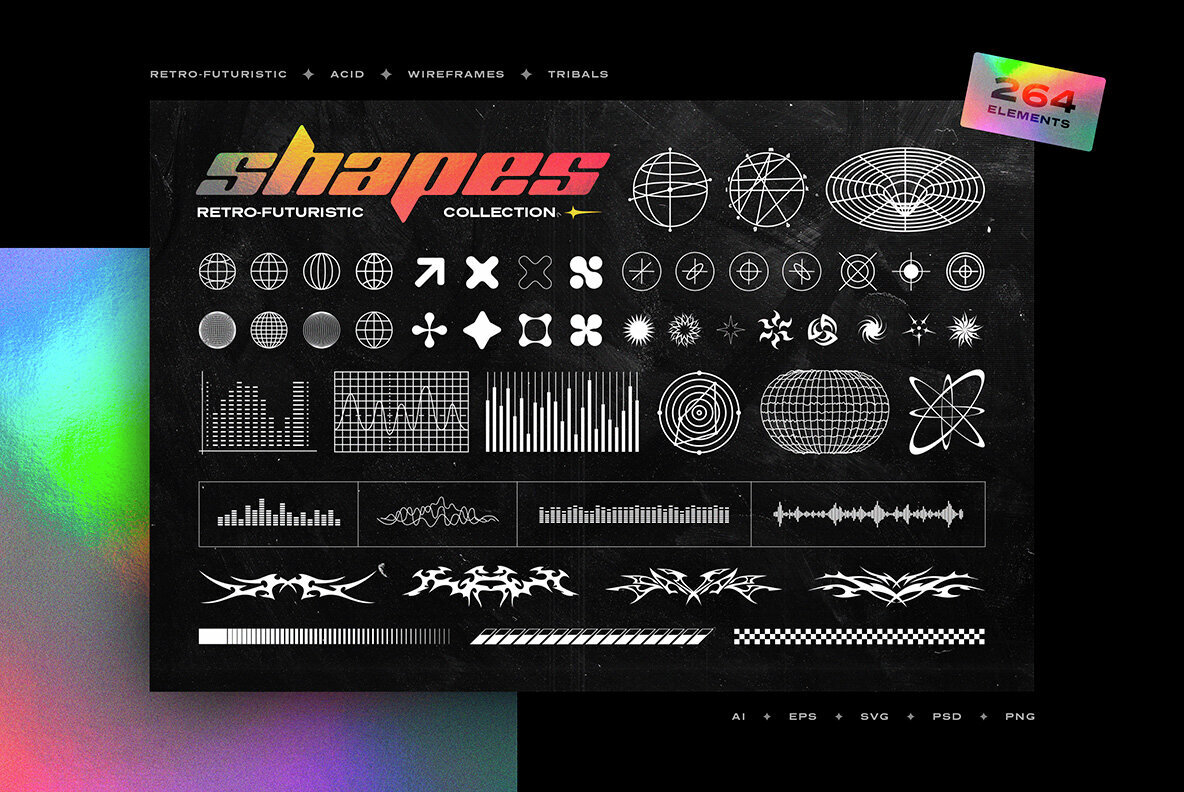 Retro Futuristic Shapes Collection 1