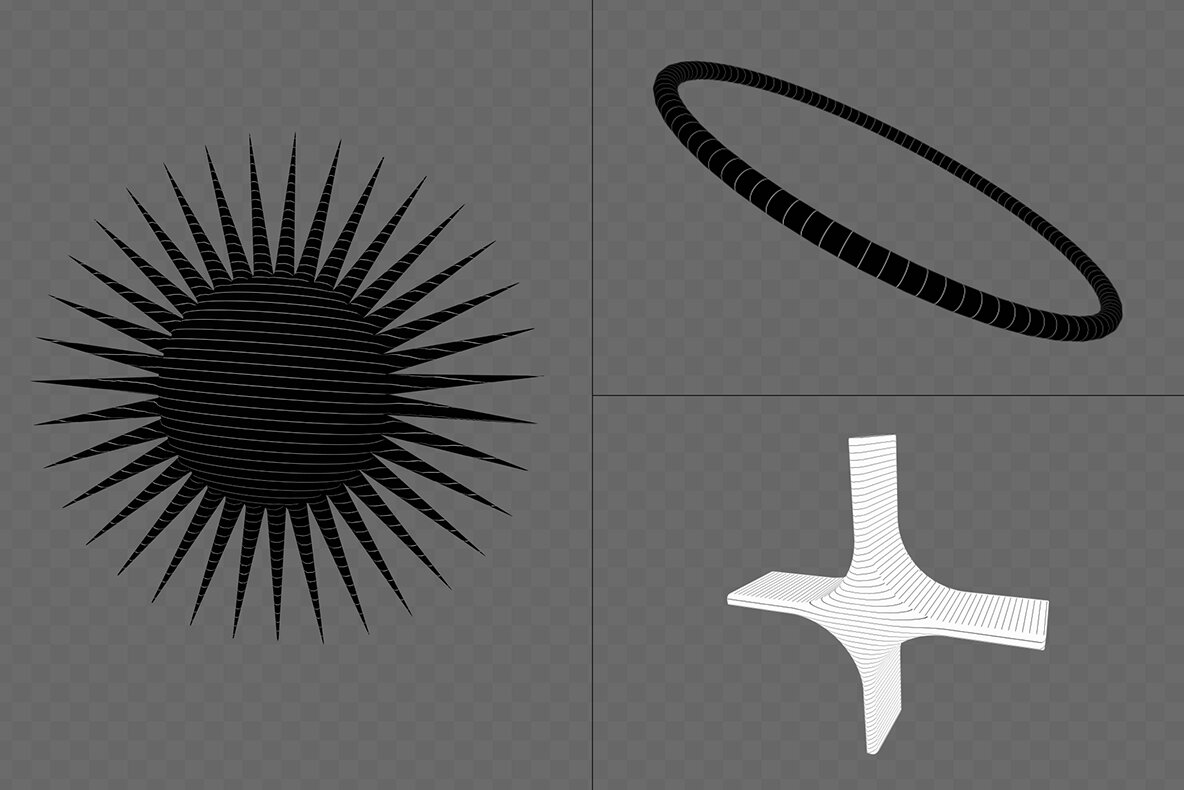 390 Lines   Dots 3D Shapes 12