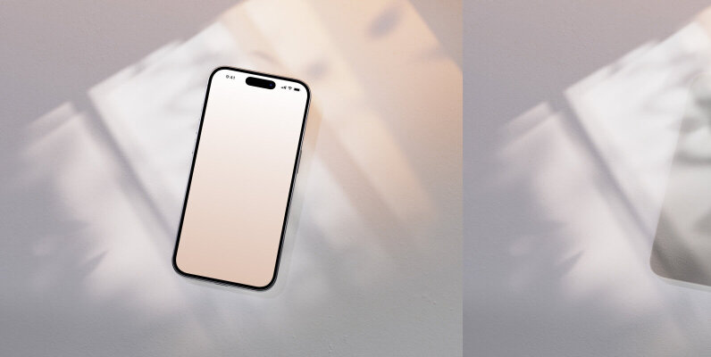 iPhone 14 Pro mockup scene with daylight shadow