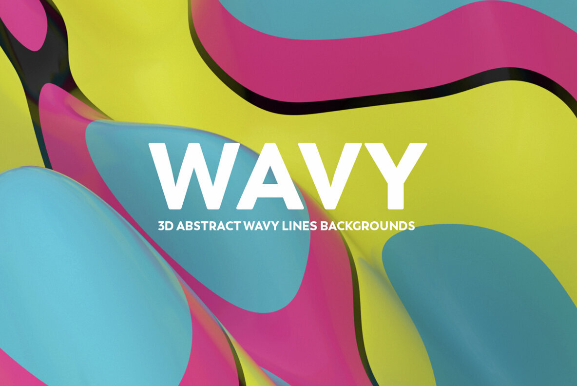 3D Abstract Wavy Lines Backgrounds   Retro Colors 1