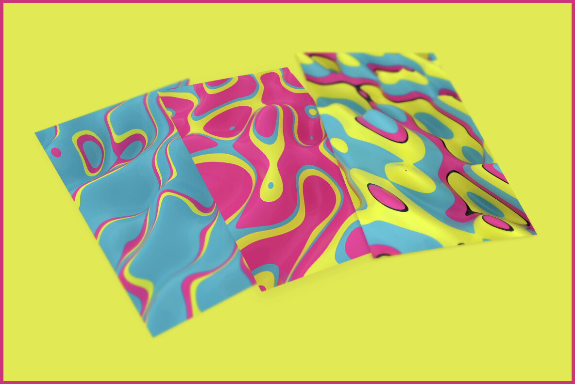 3D Abstract Wavy Lines Backgrounds   Retro Colors 2