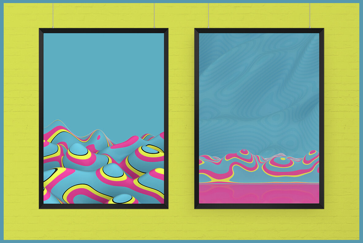 3D Abstract Wavy Lines Backgrounds   Retro Colors 4