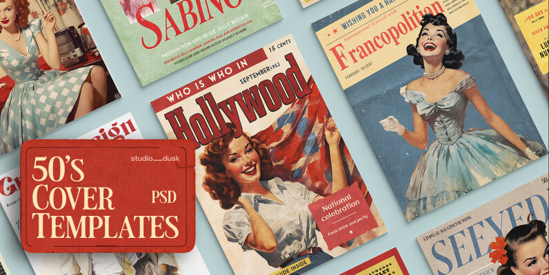 50s Magazine Cover Templates