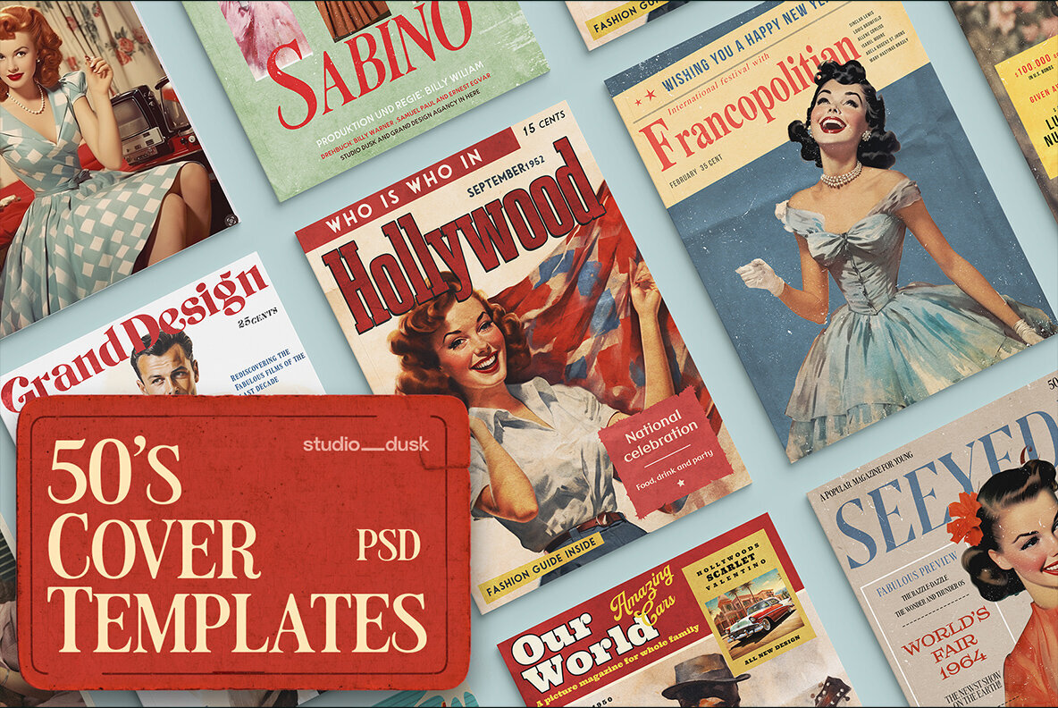 50s Magazine Cover Templates 1