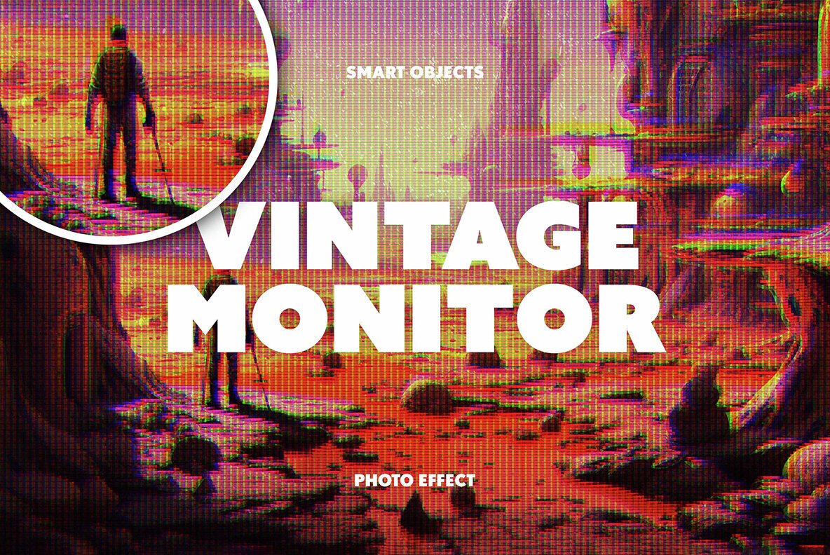Vintage CRT Monitor Photo Effect 1