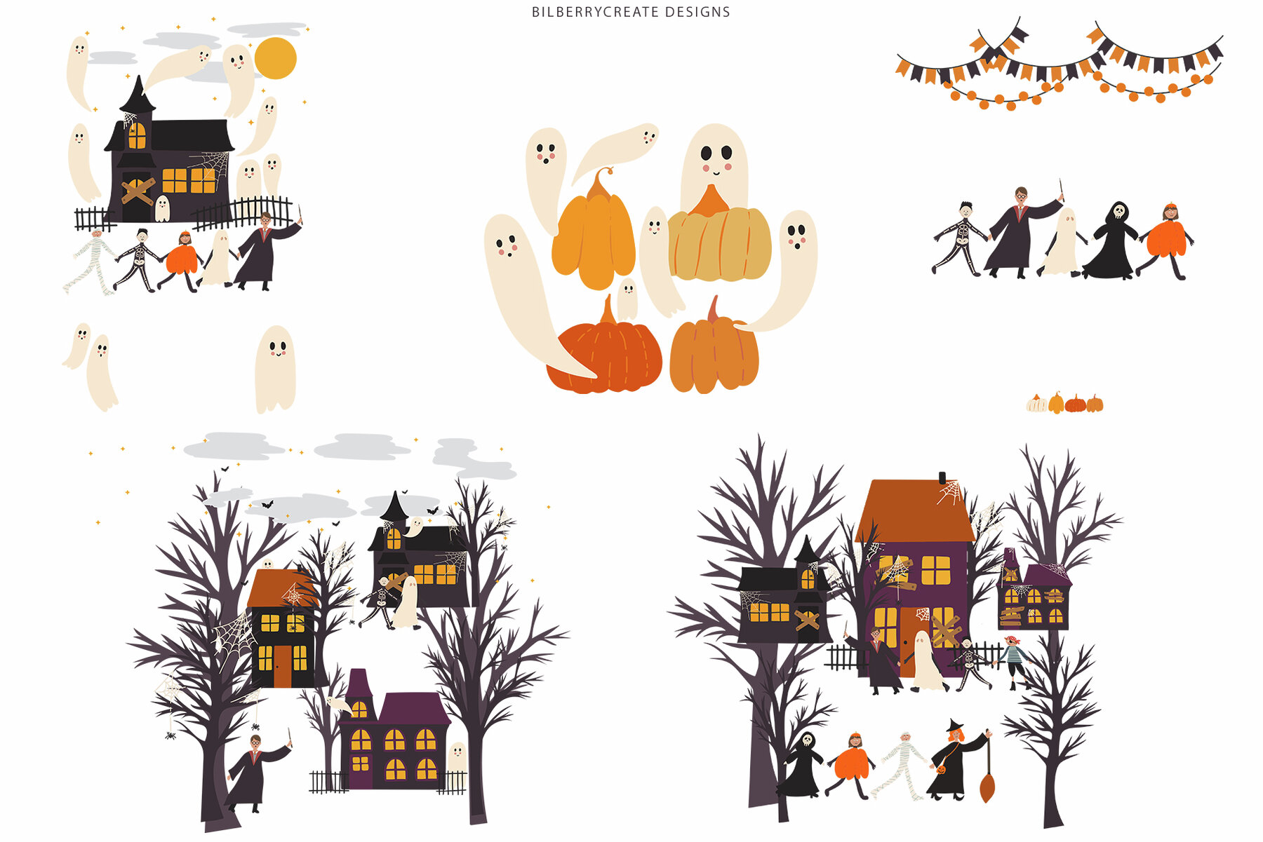 Halloween night clip art set 7