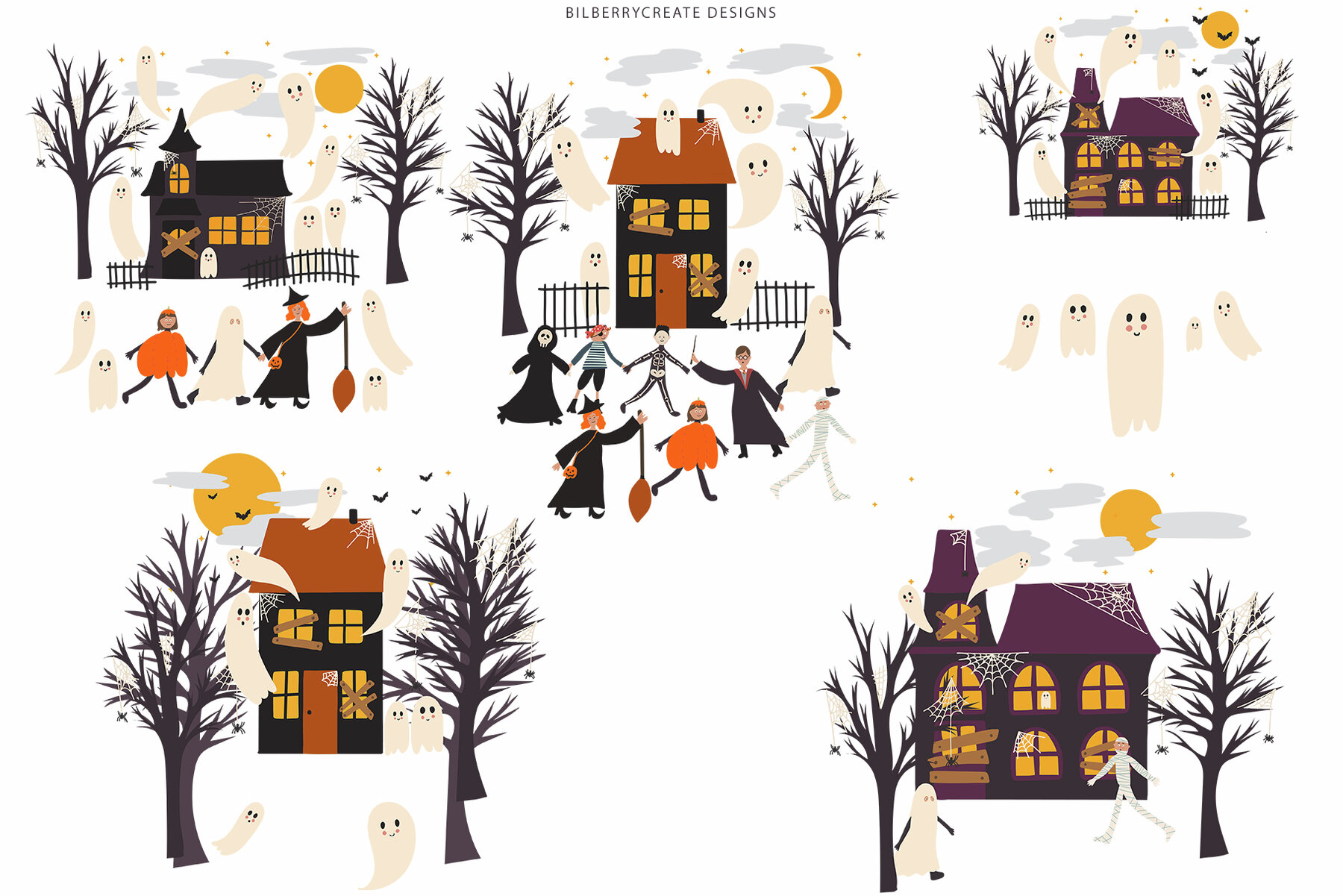 Halloween night clip art set 8