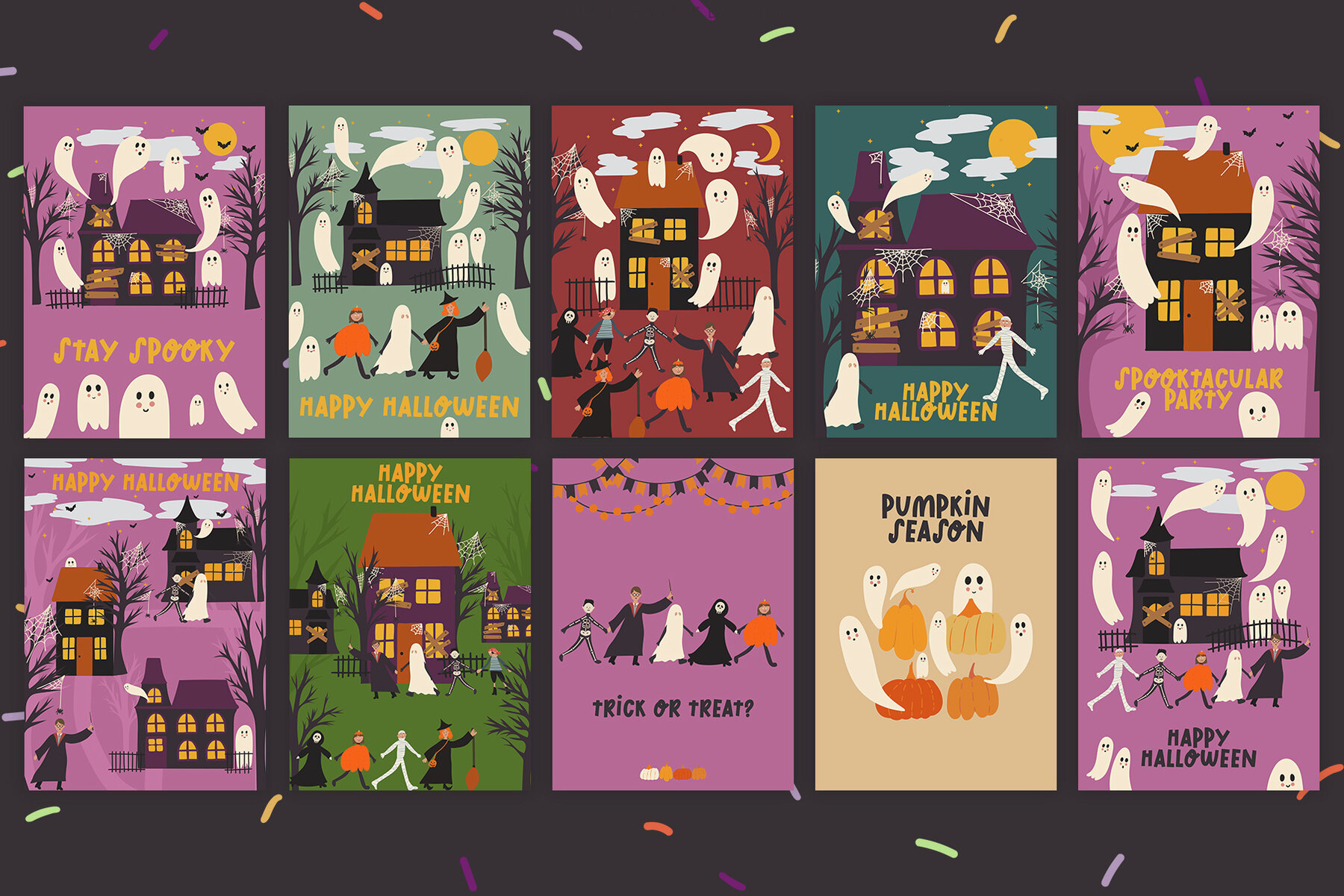 Halloween night clip art set 13