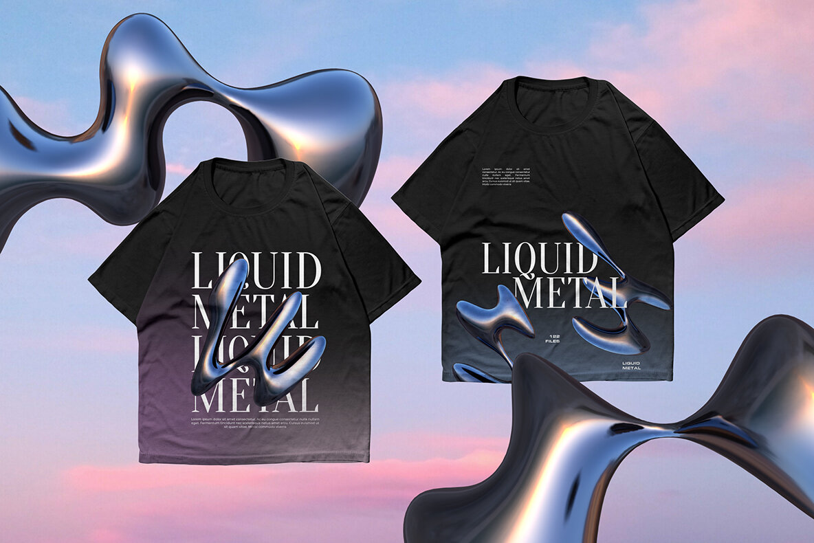 3D Liquid Metal Shapes Collection 4
