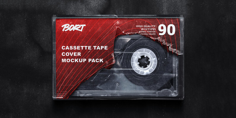 Old Compact Tape Cassette Cover Mockup