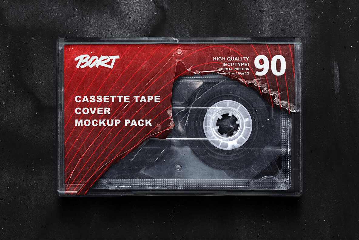 Old Compact Tape Cassette Cover Mockup 1