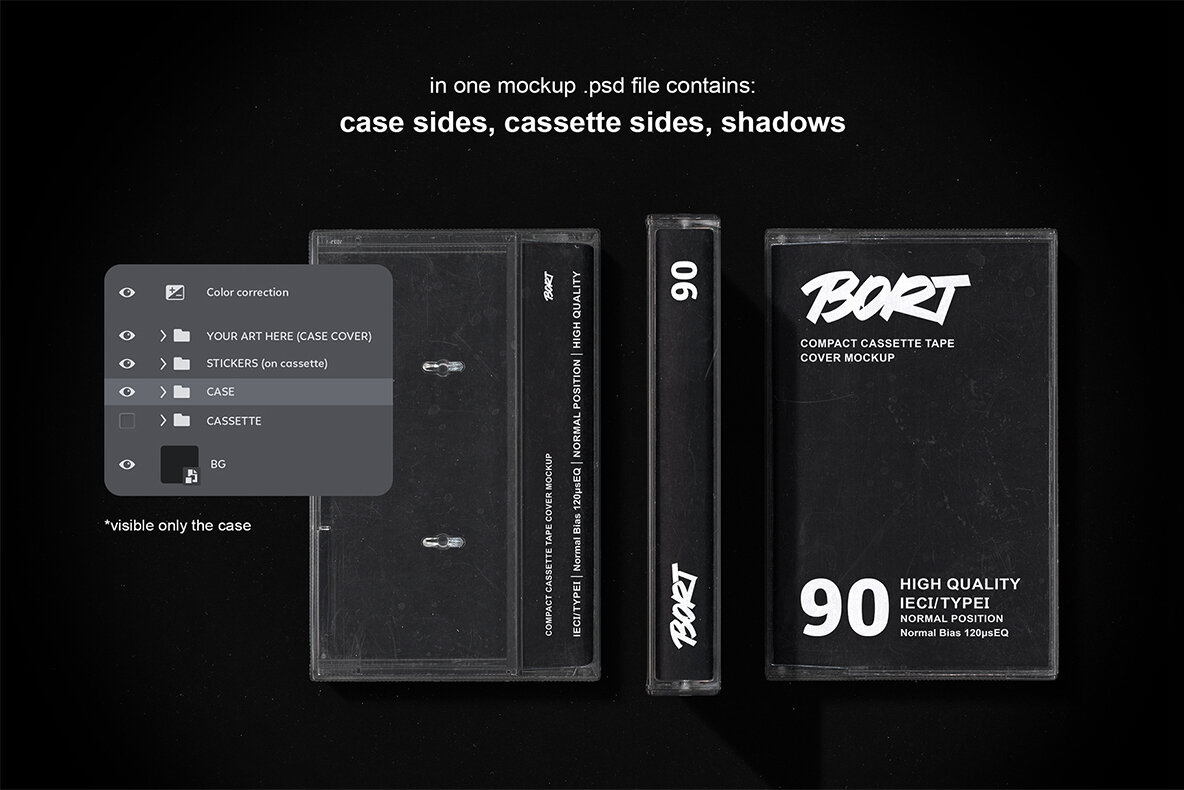 Old Compact Tape Cassette Cover Mockup 5