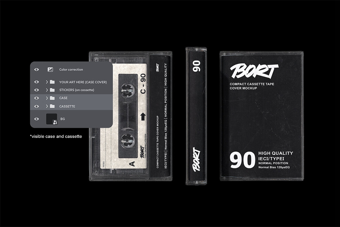 Old Compact Tape Cassette Cover Mockup 6