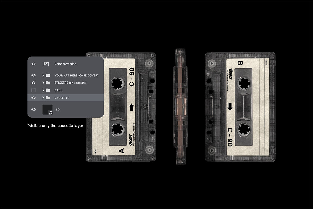 Old Compact Tape Cassette Cover Mockup 7
