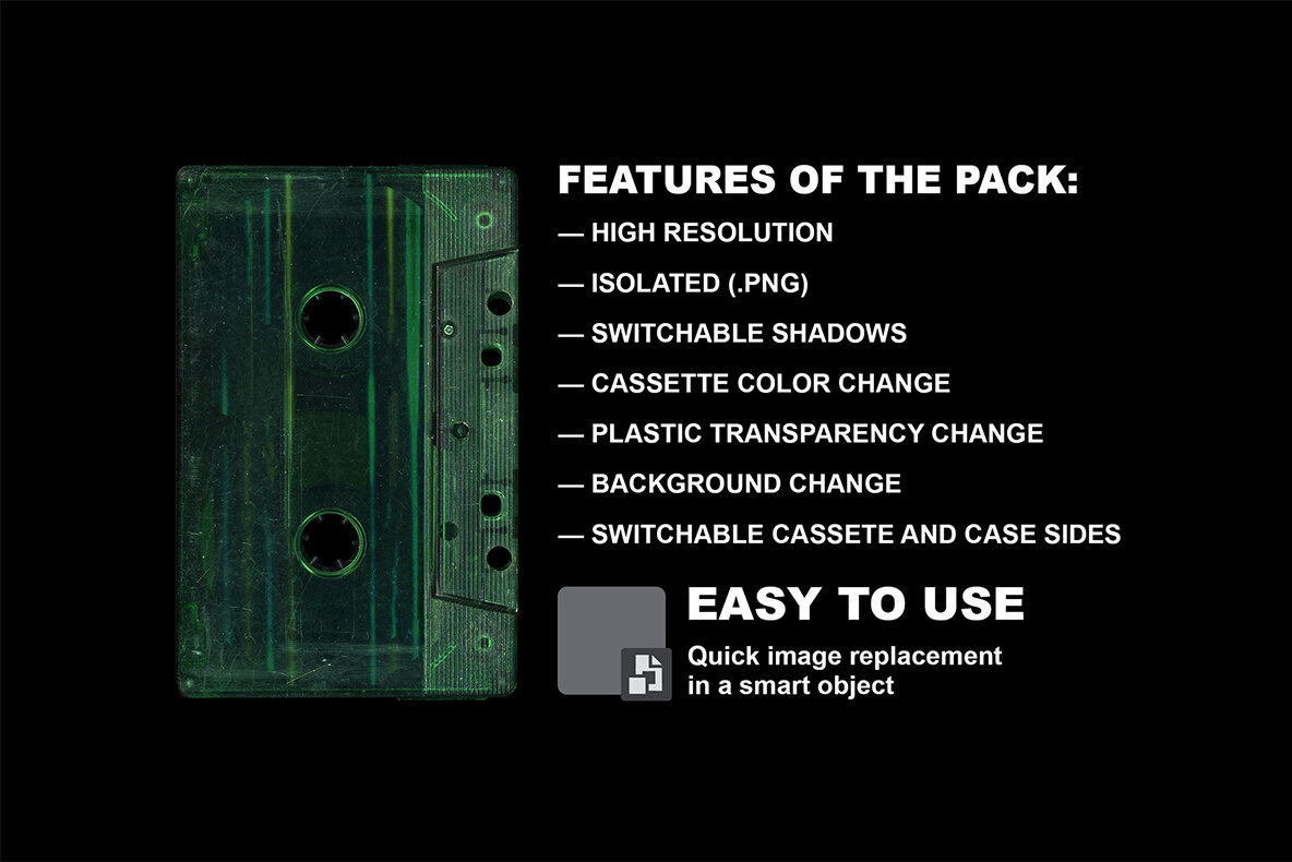 Old Compact Tape Cassette Cover Mockup 8