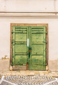 Green wood door