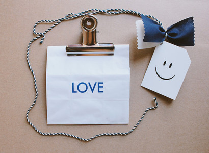 Gift paper bag and love message