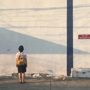 Young girl student standing