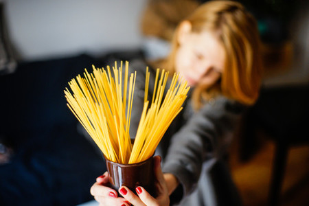 woman with pasta