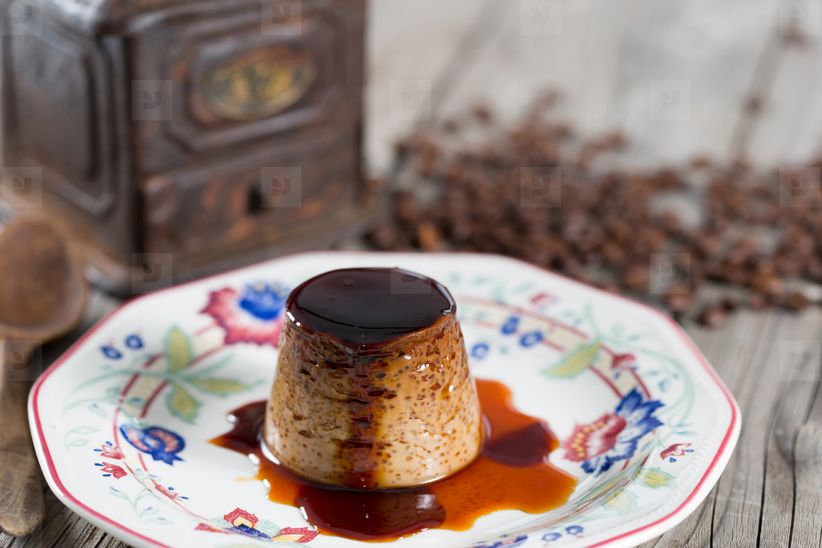 Egg custard with coffee