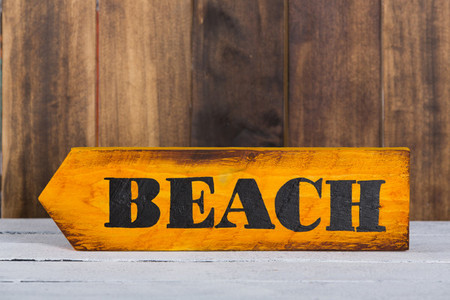 Direction sign with beach