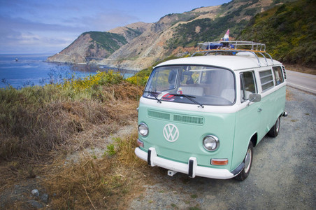 VW Bus on California Coast