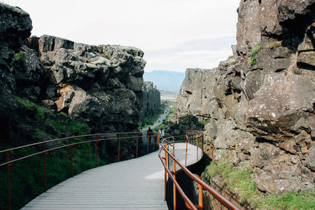 Thingvellir park in Iceland the fault of tectonic plates