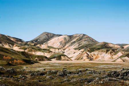 Icelandic landscape Beautiful mountains and volcanic area with