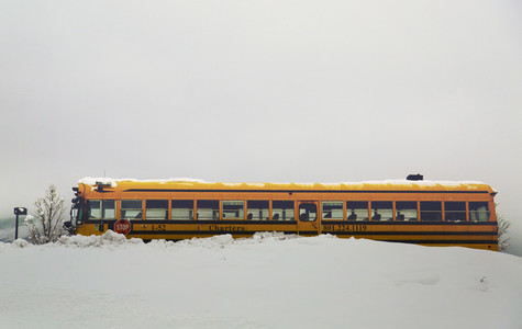 School bus in snow