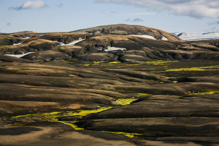 Landscape with moss in Iceland  Mountain and volcanic area
