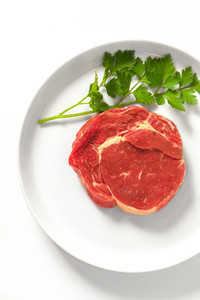 Raw steak on a plate