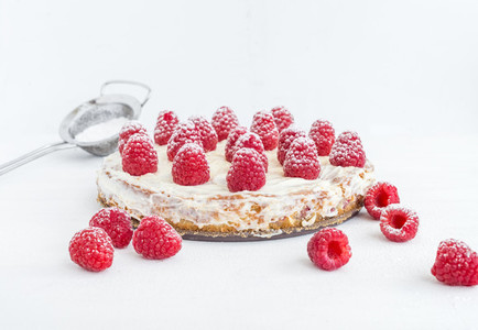 Raspberry pie on a white background