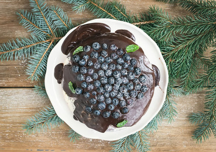 Christmas chocolate cake with chocolate ganache  cream cheese fi