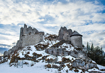 Medieval ashes of the Ehrenberg castle in Tirol Alps Austria i