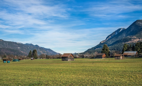 The green valley in Bavarian Alps near Garmisch Partenkirchen to