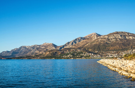 The landscape of the Adriatic coast of Bar  Montenegro  The sea