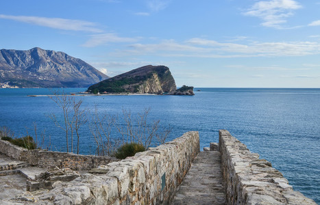 The view over Saint Nikolas island and the Adriatic sea from the