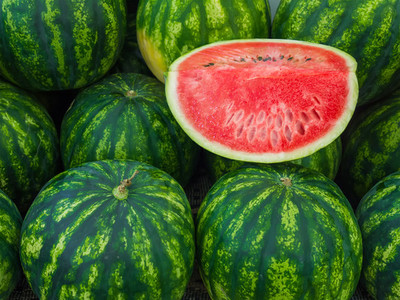 Watermelons on a market stall