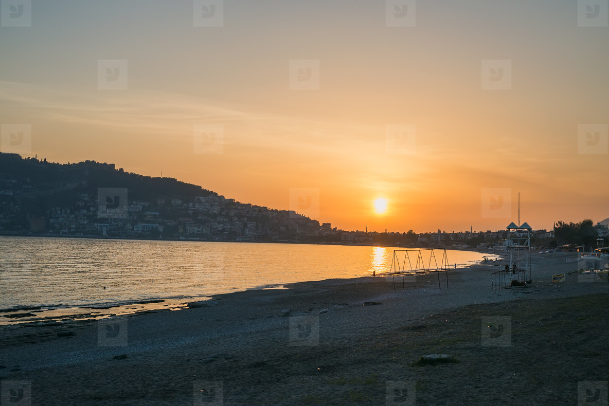 Sunset at the beach in Alanya, Turkey
