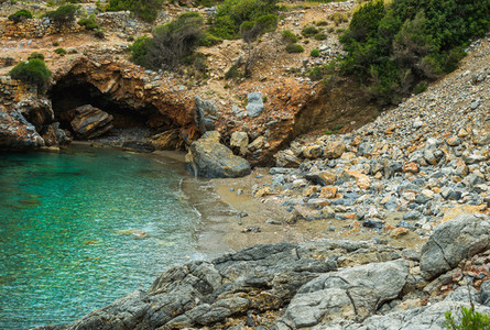 Turquoise sea bay with cave in Turkey  Mediterranean region