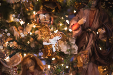 Christmas tree decoration with a porcelain angel