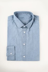 blue denim shirt with a plain ba